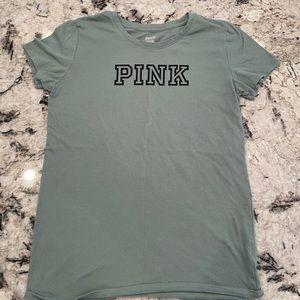 VS PINK tee in sage green. Size small.